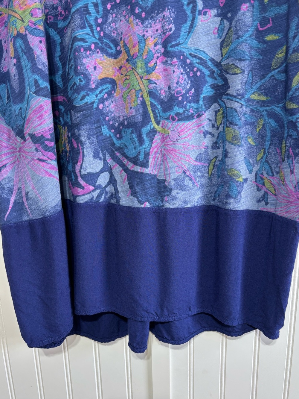 Fresh Produce Floral Tunic Top Blue 3/4 Sleeve Cotton Size Large Artsy - Picture 4 of 16